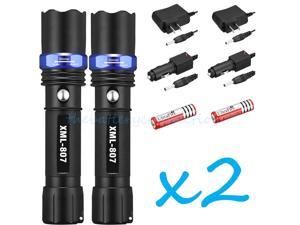 2Sets 10000Lumen Tactical T6 LED Flashlight Torch Zoomable 18650 Battery+Charger