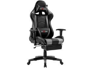 Ficmax Ergonomic Gaming Chair Massage Computer Gaming Chair Reclining Racing Office Chair with Footrest Pro Gamer E-Sport Chair High Back Gaming Desk Chair with Headrest and Lumbar Support(Black/Gray)
