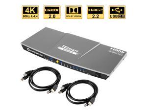 TESmart 4x1 HDMI KVM Switch 4K 3840 x 2160 @ 60Hz 4:4:4 w/ 2pcs 5ft. KVM Cables