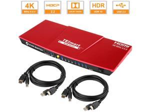 TESmart 4x1 HDMI KVM Switch 4K 3840x2160@60Hz 4:4:4 USB 2.0 2Pcs 5ft KVM Cables Control of 4 Computers/ Servers/DVR (RED) EU Standard Plug TESmart 4x1 HDMI KVM Switch 4K 3840x2160@60Hz 4:4:4 USB 2.0 2Pcs 5ft KVM Cables Control of 4 Computers/ Servers/DVR (RED) EU Standard Plug