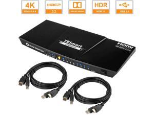TESmart 4x1 HDMI KVM Switch 4K 3840x2160@60Hz 4:4:4 with 2 pcs 5ft KVM Cables USB 2.0 Control of 4 Computers/ Servers/ DVR (BLACK) US Standard Plug TESmart 4x1 HDMI KVM Switch 4K 3840x2160@60Hz 4:4:4 with 2 pcs 5ft KVM Cables USB 2.0 Control of 4 Computers/ Servers/ DVR (BLACK) US Standard Plug