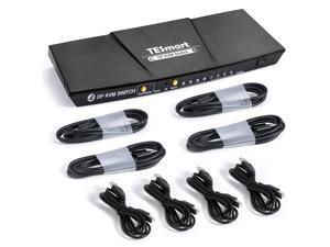 TESmart 4 DisplayPort Port KVM Switch 4K@60Hz 4:4:4 Ultra HD | DP KVM Switch with Extra USB 2.0 Port Supports Auto Scan&IR Remote Control Includes 4 pcs DisplayPort cables + 4 pcs USB cables TESmart 4 DisplayPort Port KVM Switch 4K@60Hz 4:4:4 Ultra HD | DP KVM Switch with Extra USB 2.0 Port Supports Auto Scan&IR Remote Control Includes 4 pcs DisplayPort cables + 4 pcs USB cables