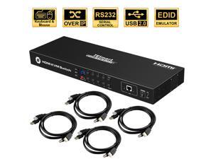 TESmart 4K UHD 8 Ports Inputs HDMI KVM Switch, Control up to 8 Computers/Servers, USB 2.0 Device, RS232/ LAN Port Control Switch, Rack Mount Switch with 4 Pcs 5ft/1.5m KVM Cable TESmart 4K UHD 8 Ports Inputs HDMI KVM Switch, Control up to 8 Computers/Servers, USB 2.0 Device, RS232/ LAN Port Control Switch, Rack Mount Switch with 4 Pcs 5ft/1.5m KVM Cable