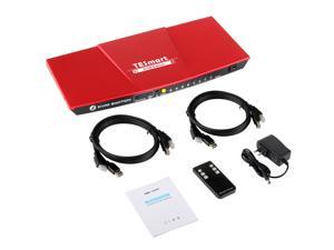 TESmart KVM Switch HDMI 4K 4 Input 1 Output 3840x2160@30Hz with 2 Pcs 5ft/1.5m KVM Cables Supports USB 2.0 Device Control up to 4 Computers/Servers/DVR