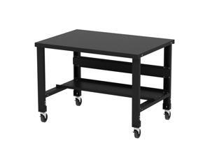 Borroughs Adjustable Height Black Painted Steel Top Workbench with Caster Kit, 34 in x 48 in Borroughs Adjustable Height Black Painted Steel Top Workbench with Caster Kit, 34 in x 48 in