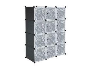56" Cube Storage Organizer 12-Cube DIY Plastic Closet Cabinet Modular Book Shelf