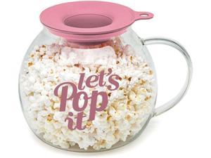 Glass Microwave Popcorn Popper  - 3 Quart Family Popcorn Popper Pink