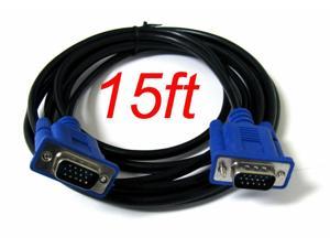 15ft 15Pin VGA SVGA BLUE ADAPTER Monitor M/M Male To Male Cable CORD FOR PC TV