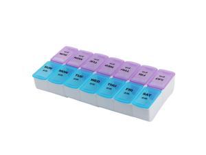 Travel Home Plastic Medication Reminder Daily Am PM Weekly Pill Vitamin Box Case