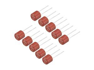 10Pcs DIP Mounted Miniature Cylinder Slow Blow Micro Fuse T8A 8A 250V Red