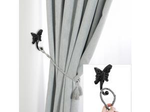 6pcs Wall Mounted Robe Hook Zinc Alloy Butterfly Shaped DIY Hooks Coat Towel Wall Clasp Bathroom Hanger with Screws Black