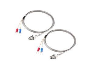 K-Type Thermocouple Temperature Sensors M8 Thread Probe with 1M/3.3Ft Wire 2pcs 