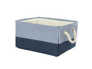 Rectangle Storage Baskets , Canvas Fabric Bin Container with Rope Handles, Storage Bins Organizers for Shelves Office Bedroom Closet (Dark Blue,17.7"x13.8"x9.8")