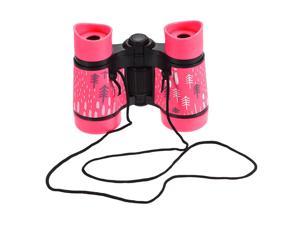 Toy Binoculars 4X30 Compact Folding Binoculars Shockproof Pink with Neck Strap for Bird Watching Hiking Camping