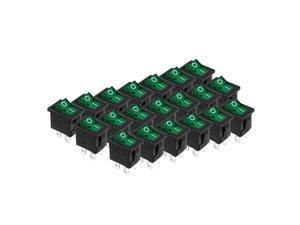 20pcs AC 250V/6A 125V/10A DPST Rocker Switch Latching Green Light UL Listed 20pcs AC 250V/6A 125V/10A DPST Rocker Switch Latching Green Light UL Listed