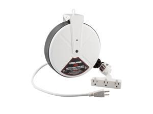 STEELMAN 98483 30-Foot Retractable Cord Reel with Triple Tap and 13A Inline Circuit Breaker