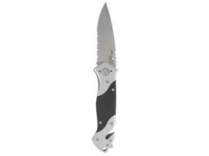 BOUNDARY 41913 Rescue Knife with Strap Cutter 3.3-Inch Partially Serrated 440 Stainless Blade