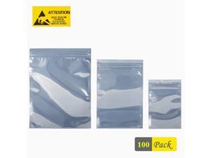 WERLEO Hard Drive Antistatic Resealable Bags, 100pcs Assorted Sizes Suit for All Types of HDD SSD, ESD Shielding Bags for Desktop Laptop PC Accessories and Electronic Devices