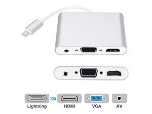 Compatible with iPhone iPad Lightning to HDMI VGA AV Adapter, Anlyso Latest 4 in 1 HDMI VGA Audio AV Converter Compatible with iPhone Xs MAX XR X 8 7 6 Plus iPad Mini Air Pro to TV Projector Monitor