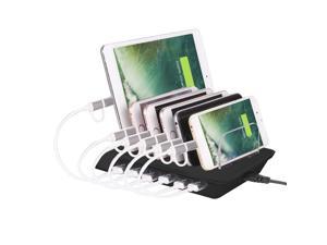 10.2A 6 Port USB Charging Station Dock Stand & Device Organizer Universal Desktop Tablet & Smartphone Multi-Device Hub Charging Dock for iPhone iPad Galaxy Tablets