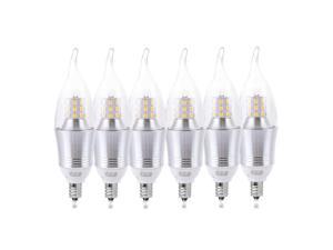 Werleo 7W E12 Bulb LED Candelabra Light Bulbs 60-75W Incandescent Equivalent Decorate Candle Base E12 Non-Dimmable Chandelier Bulb Warm Light 3000K - 6 Packs