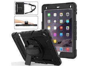 iPad 6th 5th Generation Case New iPad 9.7 Inch 2018 2017 Case Full-body Shock Proof Hybrid Armor Protective Case Cover with 360 Rotating Stand & Strap for Apple iPad 5th / 6th iPad Air 2 iPad Pro 9.7