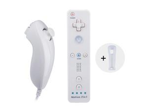 Wii Nunchuck Controller Motion Plus Werleo Built-in 2 in 1 Remote Motion Nunchuck Controller with Silicon Case Compatible Nintendo Wii and Wii U & PC (Need Adapter)