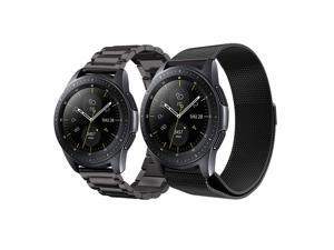 Werleo Compatible Galaxy Watch 46mm Bands / Gear S3 Frontier / Classic Bands Set 2 Pack Stainless Steel Metal + Milanese Loop Mesh Strap Replacement Ticwatch Pro Galaxy Watch 46mm Smartwatch