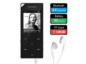 RUIZU Mp3 Player with Bluetooth Music Player with FM Radio Built-in Speaker Heavy Metal Touch Button 80hrs Playback 128GB Expandable Black