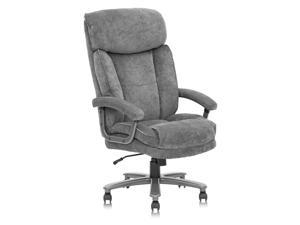 Office Chair Gaming Chair, Ergonomic Big Chair 400lbs Upholstered Swivel Adjustable Height Thick Padding Headrest, Grey
