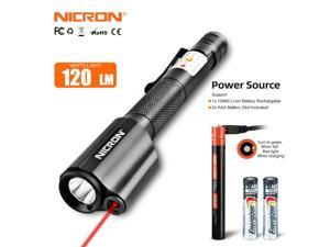 NICRON LED Flashlight Inspection Penlight with Laser Pointer For Guide Use Waterproof IP65 2x AAA 120LM Mini Torch Lamp Lighting Laser B24