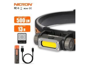 Nicron COB headlamp H17 rechargeable 500lm COB flood lighting Mini Head light 14500/800mAh IPX4 Aluminum Alloy LED Flahshlight H17