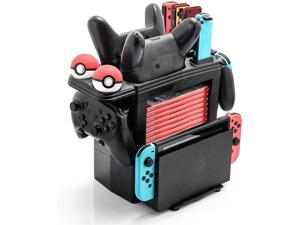 Controller Charger for Nintendo Switch Charging Dock for Nintendo Switch 4 JoyCons 4 Pro Controllers and 2 Poke Ball Plus Controllers Storage Rack for Nintendo Switch Holder for 8 Switch Games