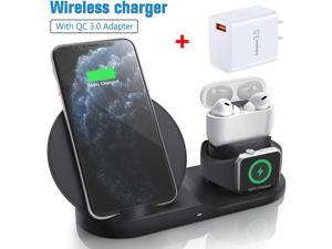 Wireless Charger for AirPods Pro with QC 3.0 Wall Charger 3 in 1 Wireless Charging Station Wireless Charging Stand Watch Charger Compatible with iPhone 11 pro Max XS Max XR X 8 Plus Wireless Charger for AirPods Pro with QC 3.0 Wall Charger 3 in 1 Wireless Charging Station Wireless Charging Stand Watch Charger Compatible with iPhone 11 pro Max XS Max XR X 8 Plus