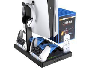Cooling Station for PS5 Console, PS5 Vertical Stand with Cooling Fan, Indicator Lamps Console Station and Dual PS5 Controller Charging Station Dock, 15 Game Storage for PS5 Console - Black Cooling Station for PS5 Console, PS5 Vertical Stand with Cooling Fan, Indicator Lamps Console Station and Dual PS5 Controller Charging Station Dock, 15 Game Storage for PS5 Console - Black