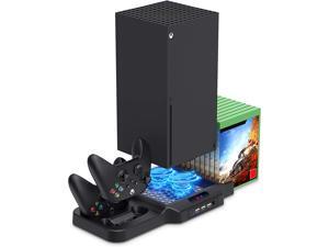 Vertical Stand with Cooling Fan for Xbox Series X / S, Charging Station Dock with Dual Controller Charger Ports, Game Storage and Cooler System for Xbox Series X / S Vertical Stand with Cooling Fan for Xbox Series X / S, Charging Station Dock with Dual Controller Charger Ports, Game Storage and Cooler System for Xbox Series X / S