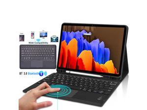 Wireless Bluetooth Touchpad Keyboard Case for Samsung Galaxy Tab S8+ S7 FE S7+ 12.4 inch Cover w/ with Pencil Holder for Galaxy Tab S8 Plus SM-X800 X806 2022 S7 FE SM-T730/T733/T736/T738 2021 S7 Plus