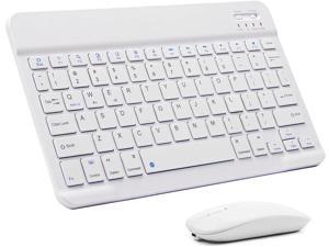 Ultra-Slim Bluetooth Keyboard and Mouse Combo Rechargeable Portable Wireless Keyboard Mouse Set for Apple iPad iPhone iOS 13 and Above Samsung Tablet Phone Smartphone Android Windows White
