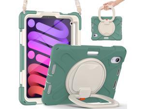 New iPad Mini 6 Case 2021 with Rotating Stand / Hand Strap / Shoulder Strap / Pencil Holder Shockproof Kids Cover for iPad Mini 6th Generation 8.3 inch