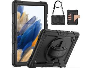Case for Samsung Galaxy Tab A8 10.5 inch 2022 (SM-X200/ SM-X205/ SM-X207) with Screen Protector [360 Degree Rotatable Stand & Hand Strap] Pen Holder Shoulder Strap for Galaxy Tab A8 10.5 2022