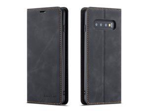 Samsung Galaxy S10 Plus Case Premium PU Leather Cover TPU Bumper with Card Holder Kickstand Hidden Magnetic Shockproof Flip Wallet Case for Galaxy S10 Plus  S10 64 inch