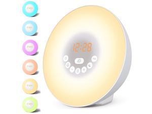 Sunrise Alarm Clock, Wake Up Light LED Digital Clock for Bedrooms with Touch Control 7 Colors Light, 6 Natural Sounds, FM Radio and Snooze/Sunset Simulation Sunrise Alarm Clock, Wake Up Light LED Digital Clock for Bedrooms with Touch Control 7 Colors Light, 6 Natural Sounds, FM Radio and Snooze/Sunset Simulation
