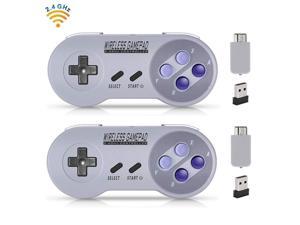 2Pack 24GHz Wireless Controller for SNES Classic Edition Rechargeable SNES Mini Wireless Gamepad with Retro USB Receiver for Super NES Classic Edition