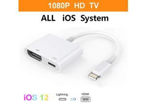 Lighting to HDMI Adapter,Lighting Digital AV Adapter with Lighting Charging Port for HD TV Monitor Projector 1080P for Phone, Pad and Pod(Support iOS 11, iOS 12)-White Lighting to HDMI Adapter,Lighting Digital AV Adapter with Lighting Charging Port for HD TV Monitor Projector 1080P for Phone, Pad and Pod(Support iOS 11, iOS 12)-White