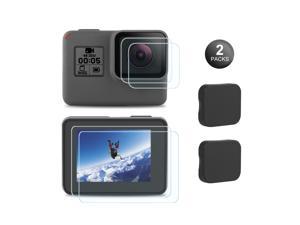 Screen Protector for GoPro Hero 7 (Black Only) / 6/ 5/ 2018, Upgraded Tempered Glass Screen Protector Film+Tempered Glass Lens Film+Lens Cover Accessories for Go Pro Hero7 Hero6 Hero5-2 Packs