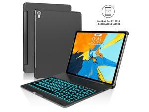 iPad Pro 11 Keyboard Case Werleo Aluminum Protective Ultra Slim Hard Shell Folio Stand Smart Cover with 7 Colors Backlit Wireless Bluetooth Keyboard for iPad Pro 11 inch 2018 Tablet