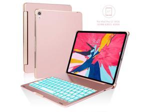 iPad Pro 11 Keyboard Case Werleo Aluminum Protective Ultra Slim Hard Shell Folio Stand Smart Cover with 7 Colors Backlit Wireless Bluetooth Keyboard for iPad Pro 11 inch 2018 Tablet