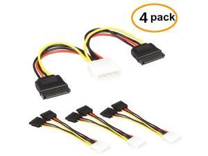 4 pack 6-Inch / 15CM 4 pin Molex to 15 pin SATA Power Splitter Cable Adapter for Hard Drive HDD SSD 4 pack 6-Inch / 15CM 4 pin Molex to 15 pin SATA Power Splitter Cable Adapter for Hard Drive HDD SSD