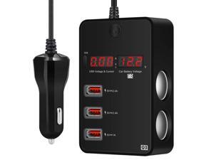 2-Socket Cigarette Lighter 120W 12V 24V Power Adapter DC Outlet Splitter 3 Port USB Car Charger for Cell Phones Dash Cam GPS and More with Current Voltage Monitoring Voltmeter Display ON Off Switch 2-Socket Cigarette Lighter 120W 12V 24V Power Adapter DC Outlet Splitter 3 Port USB Car Charger for Cell Phones Dash Cam GPS and More with Current Voltage Monitoring Voltmeter Display ON Off Switch