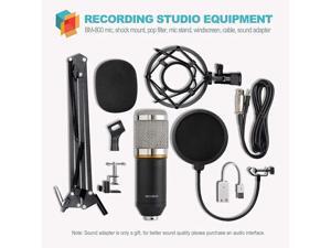 Condenser Microphone XLR to 3.5mm Podcasting Studio Recording Condenser Microphone Kit Computer Mics with Adjustable Mic Suspension Scissor Arm Metal Shock Mount Double-layer Pop Filter Silver Condenser Microphone XLR to 3.5mm Podcasting Studio Recording Condenser Microphone Kit Computer Mics with Adjustable Mic Suspension Scissor Arm Metal Shock Mount Double-layer Pop Filter Silver